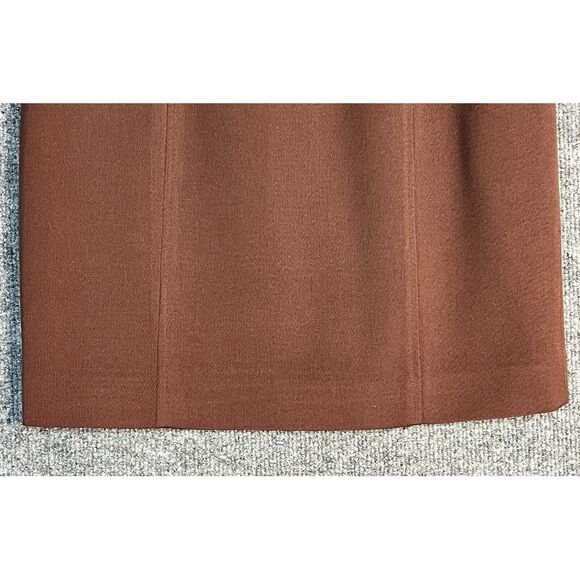 VTG Gianni Petite Mini Pencil Skirt 100% Wool Elastic Waist Slit Brown Women 10P - Picture 4 of 11